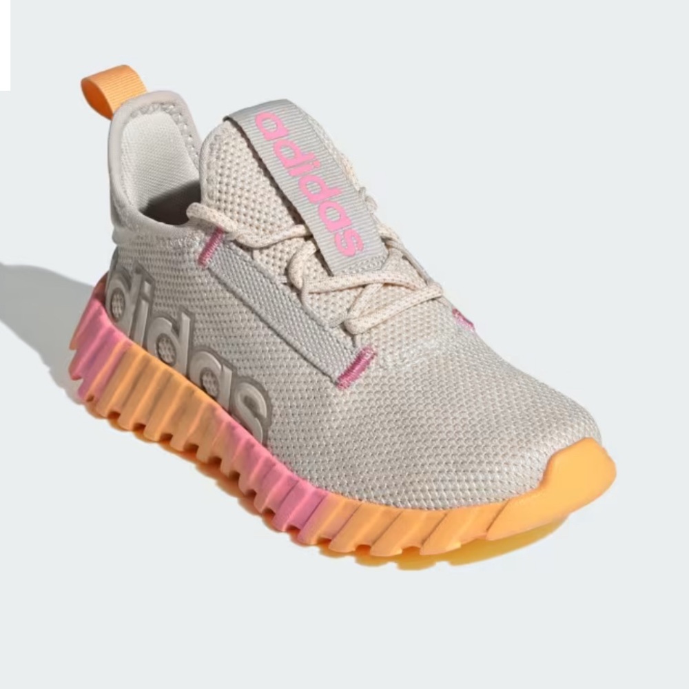 Adidas Kaptir 3.0 Athletic Shoes Beige Pink Orange Kids Youth Size 7